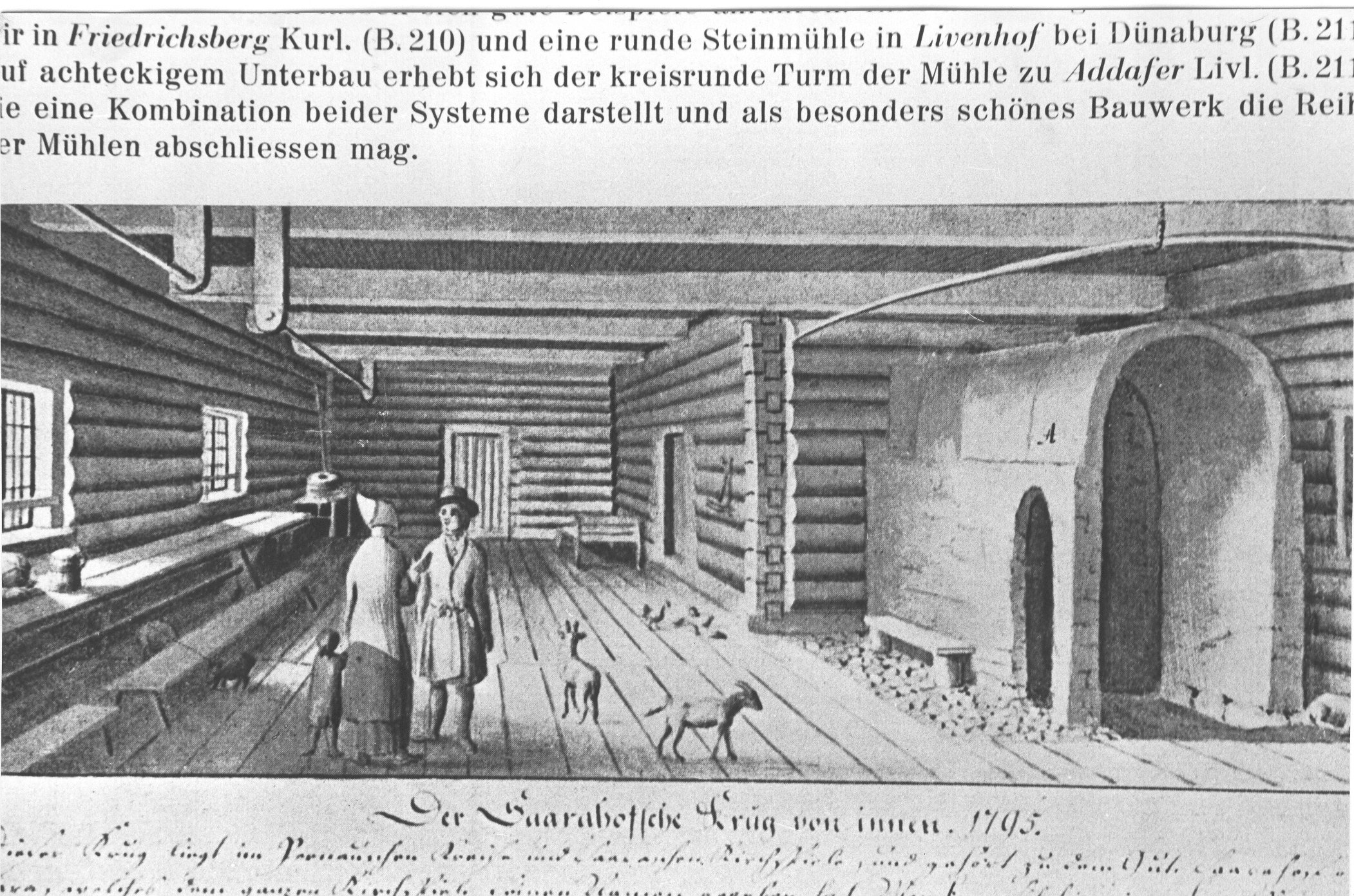 Foto. Jäärja mõisa kõrtsi sisevaade J. Ch. Brotze 1795. a. joonise järgi.