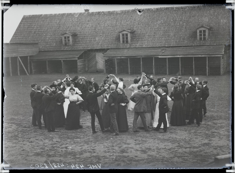 fotonegatiiv, Viljandi, grupp, Anton Õunapuu võimlemis- ja laulumängude kursus, 1908, foto J. Riet