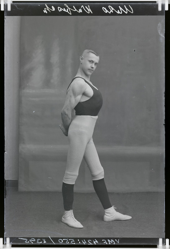fotonegatiiv, Walfisch, meessportlane, raskejõustik, 1911, foto J. Riet