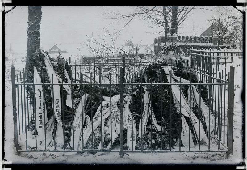 klaasnegatiiv, Friedrich Kuhlbarsi haud, pärjad, Viljandi Vana kalmistu