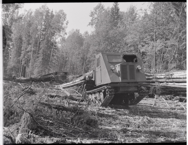 negatiiv, Viljandi Metsakombinaat, metsa väljavedu Kuusekääral, 1970-ndad