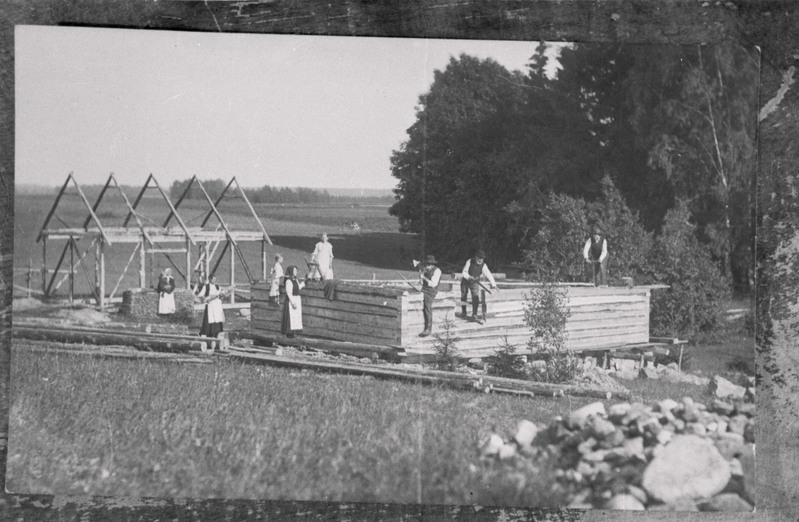 negatiiv, koopia fotost, Viljandimaa, Paistu, Allaste asundustalu ehitus, 1922