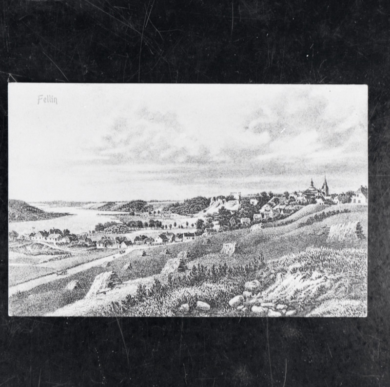 negatiiv, Viljandi üldvaade, V.Stavenhageni gravüür, 1840