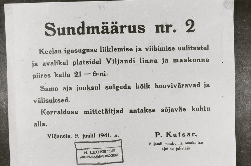 negatiiv, Viljandi maakonna omakaitse sundmäärused, nr.2, 1941