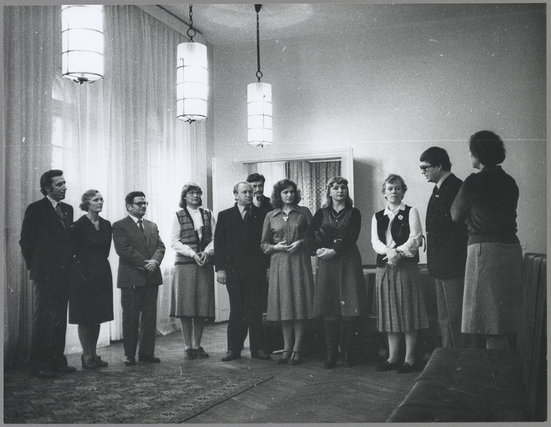 foto, Viljandi, Porvoo külalised raekojas, vastuvõtt, 1981, foto E. Veliste