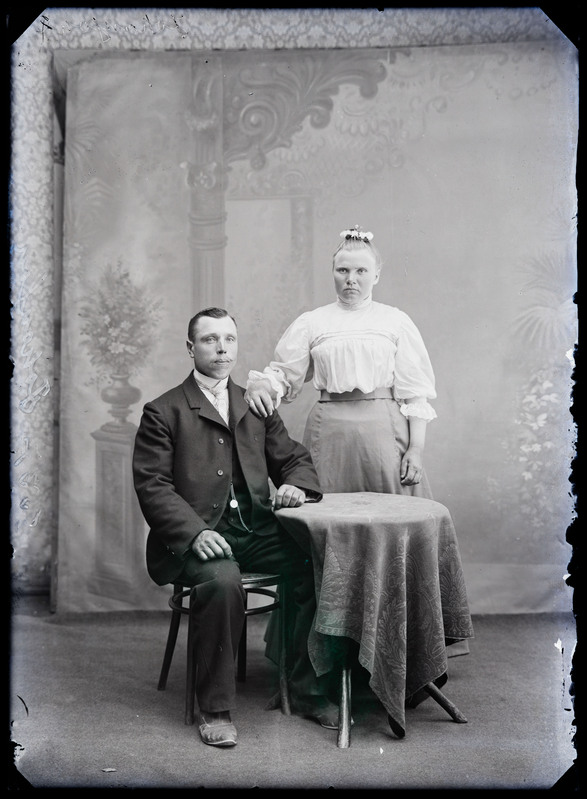 negatiiv Johanson, mees, naine, foto J. Riet, neg 8537, juuli 1908