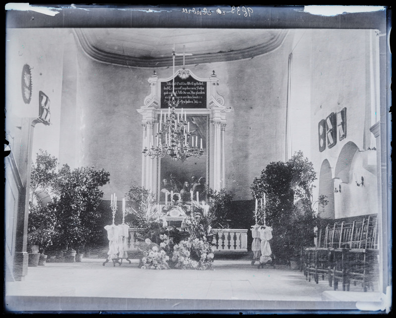 negatiiv (fotokoopia), Viljandi Jaani kiriku sisevaade, altar, foto J. Riet, neg 9833, 06.08.1909