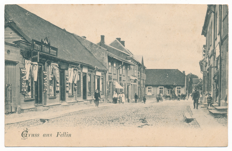 trükipostkaart albumis, Viljandi Lossi tn enne ristumist Tartu tn, u 1905