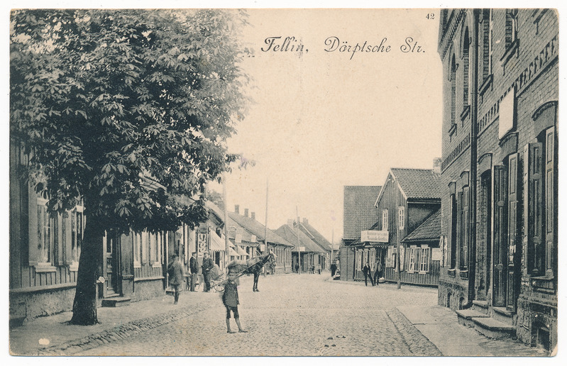 trükipostkaart albumis, Viljandi Tartu-Lossi tn ristmik vaatega järve poole, u 1905