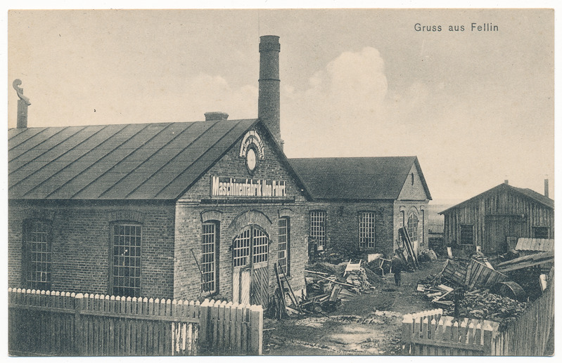 trükipostkaart albumis, Viljandi, Uno Pohrti masinavabrik (Vaksali tn 17) u 1910, kirjastaja E. Ring