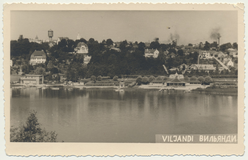 foto, Viljandi järv, rannahooned, majad mäeveerul, u 1960