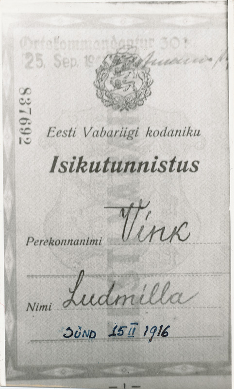 Fotokoopia - isikutunnistus - Ludmilla Virk