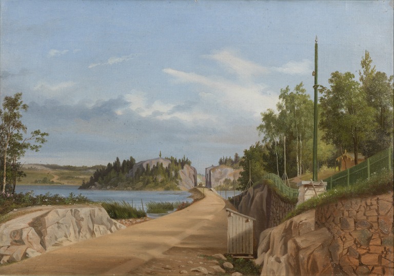 Helsingin rautatie Töölönlahden kohdalla; maalaus