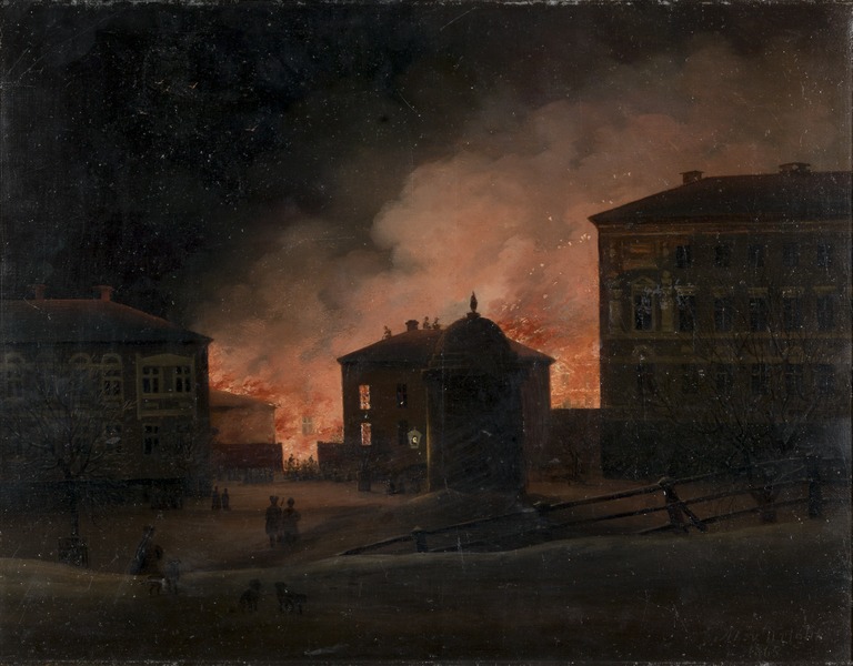 Tulipalo Eteläisellä Makasiinikadulla; maalaus