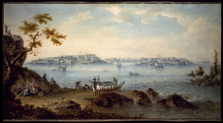 Viapori nähtynä Vallisaarelta n. 1809; maalaus