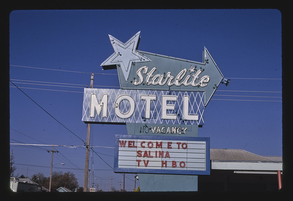Starlite Motel sign, Route 40, Salina, Kansas (LOC)