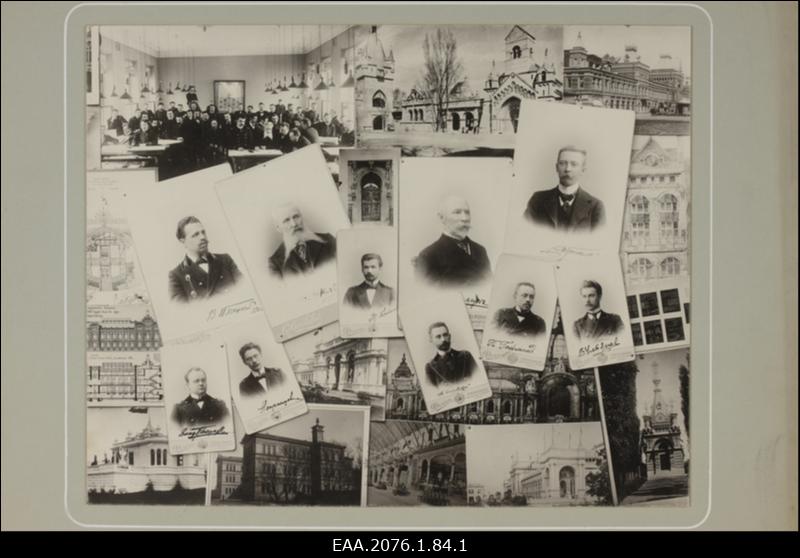 Nikolai I nimelise tsiviilinseneride instituudiga seotud isikute portree- ja grupifotod, joonised ning fotod rajatistest ja hoonetest. Fotomontaaž