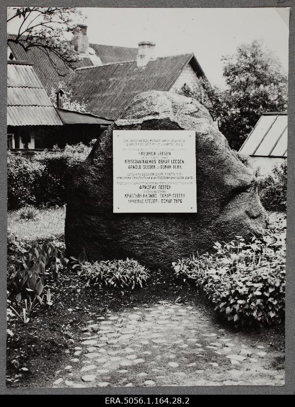 Mälestuskivi Võru linnas, Leegeni tn. 22, paigas, kus 6. märtsil 1918 tapeti Võru töörahva saadikute nõukogu täitevkomitee esimees ja liikmed