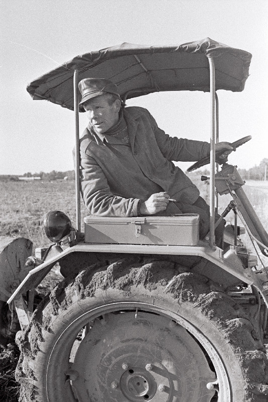 „Energia“ kolhoosi traktorist Ervin Talton töötamas.