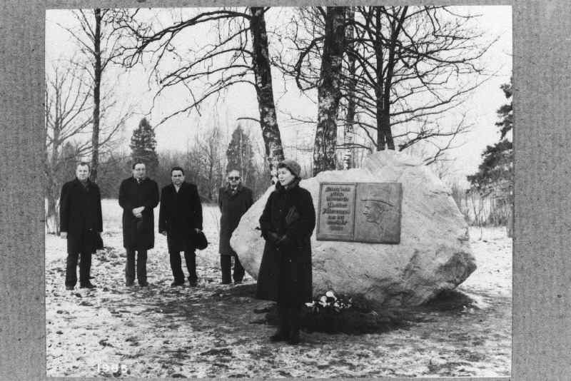 Näitleja-lavastaja Theodor Altermanni 100. sünniaastapäeva puhul avatud mälestuskivi tema kodukohas Rapla rajoonis Visjas. Avamisel kõneleb EKP Harju Rajoonikomitee sekretär Aide Vare, tagaplaanil vasakult: Eesti NSV kultuuriminister Johannes Lott, Eesti Looduskaitse Seltsi esimehe esimene asetäitja Jaan Eilart, EKP Rapla Rajoonikomitee esimene sekretär Ants Luukas ja Eesti NSV Teatriühingu juhatuse esimees Jüri Järvet.