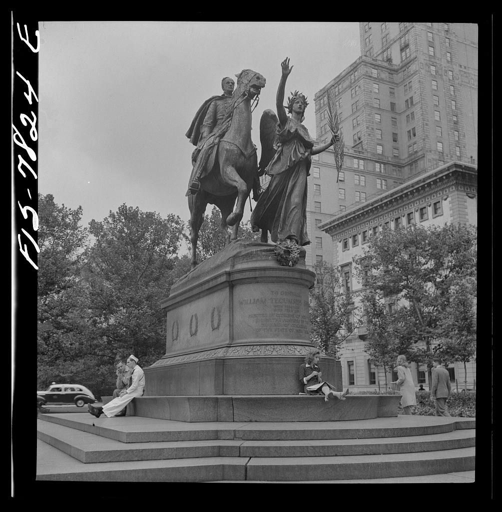 New York, New York. Statue of General Sherman at 59th Street 8d22254v - Title: New York, New York. Statue of General Sherman at 59th Street and Fifth Avenue at the entrance to Central Park