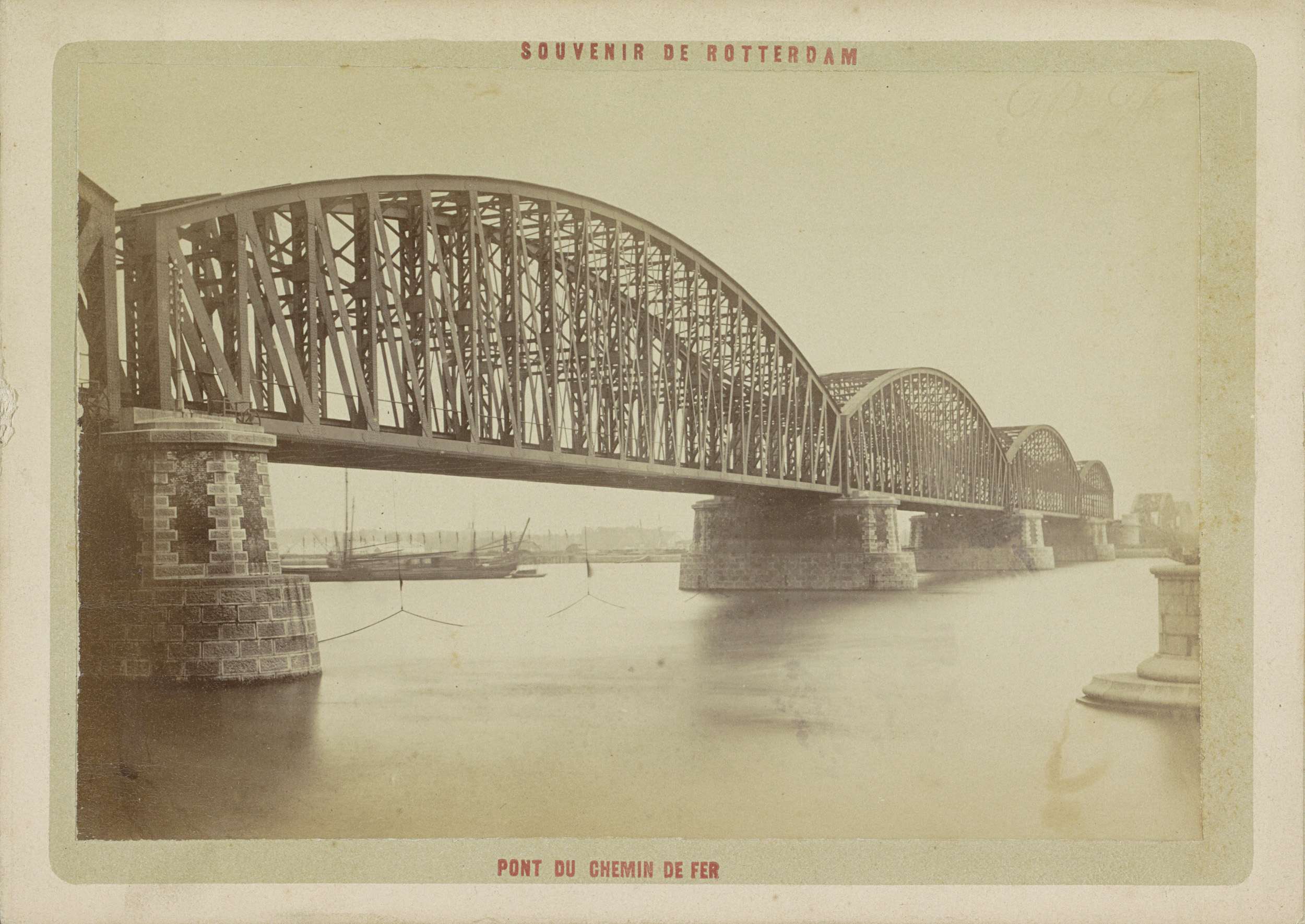 Pont du chemin de fer, Gezicht op de Willemsspoorbrug over de Maas in Rotterdam