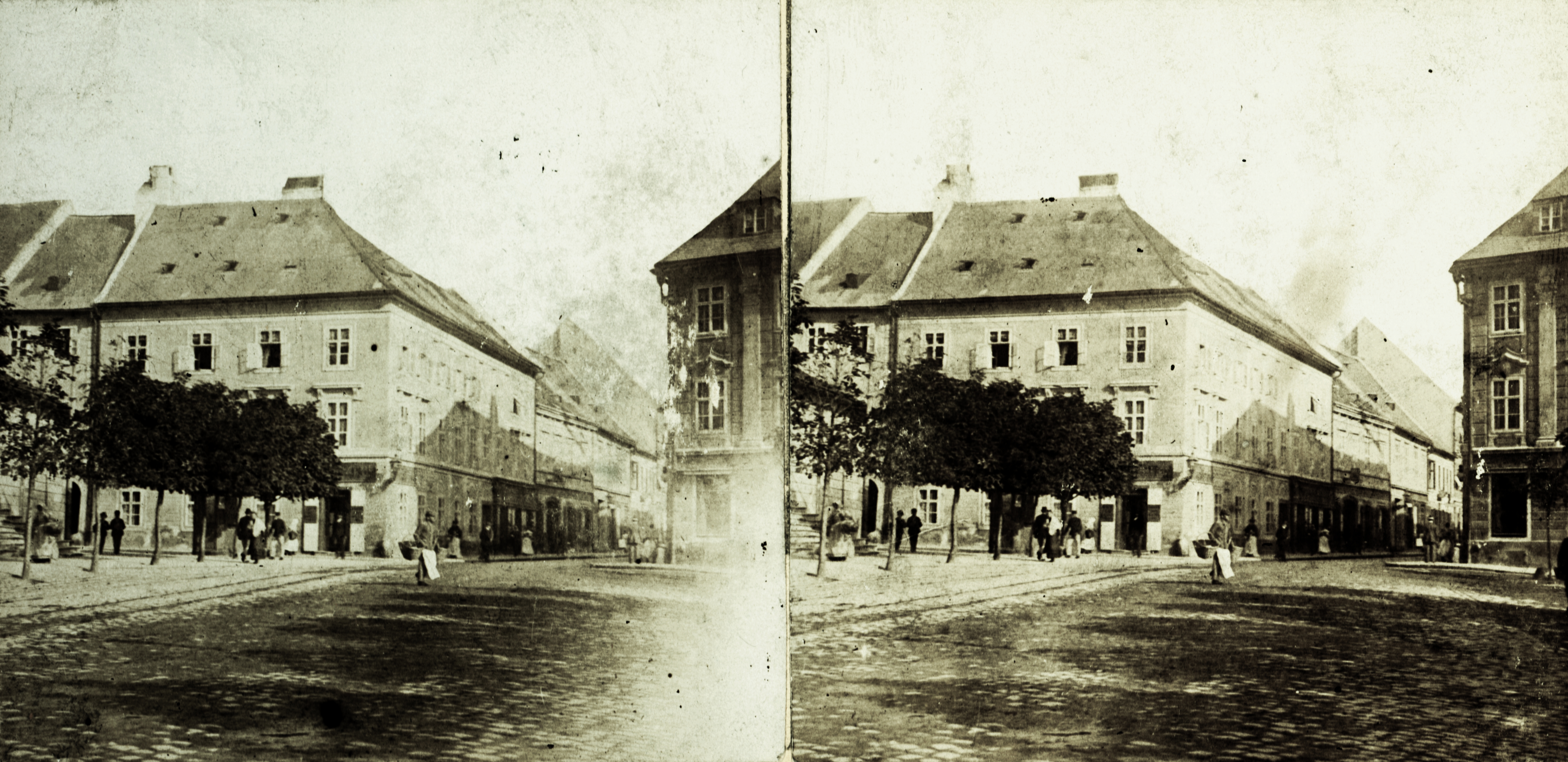 Stereophoto Fortepan 96080 - Szlovákia, Pozsony, Hurbanovo námestie (Nagy Lajos tér), szemben a Suché mýto ulica (Frigyes főherceg utca).

Tags: stereophoto