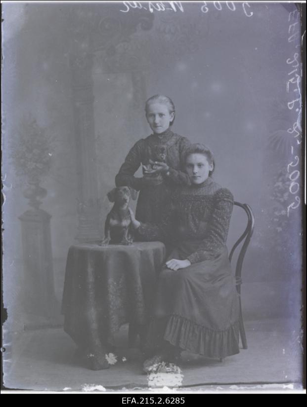 Kaks naist koeraga, (foto tellija Wasar [Vasar, Vassar]).