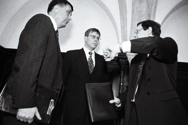 Justiitsminister Paul Varul ja Justiitsministeeriumi kantsler Mihkel Oviir.