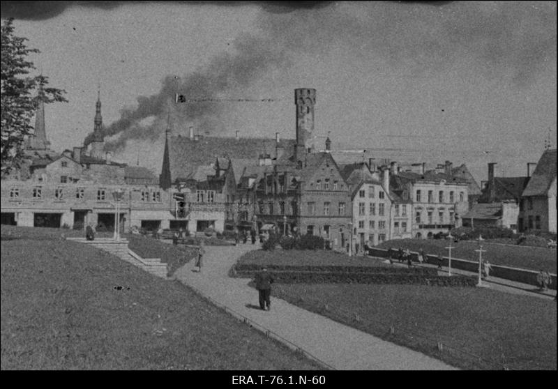 Tallinna Raekoda. Vaade Raekojale Harju tänava haljasalalt