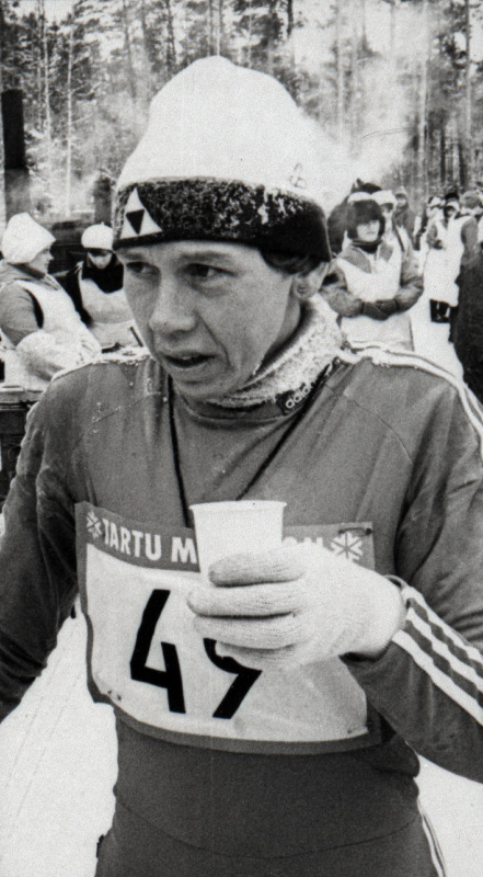 Tartu maratonil esimese naisena lõpetanud Rutt Šmigun.