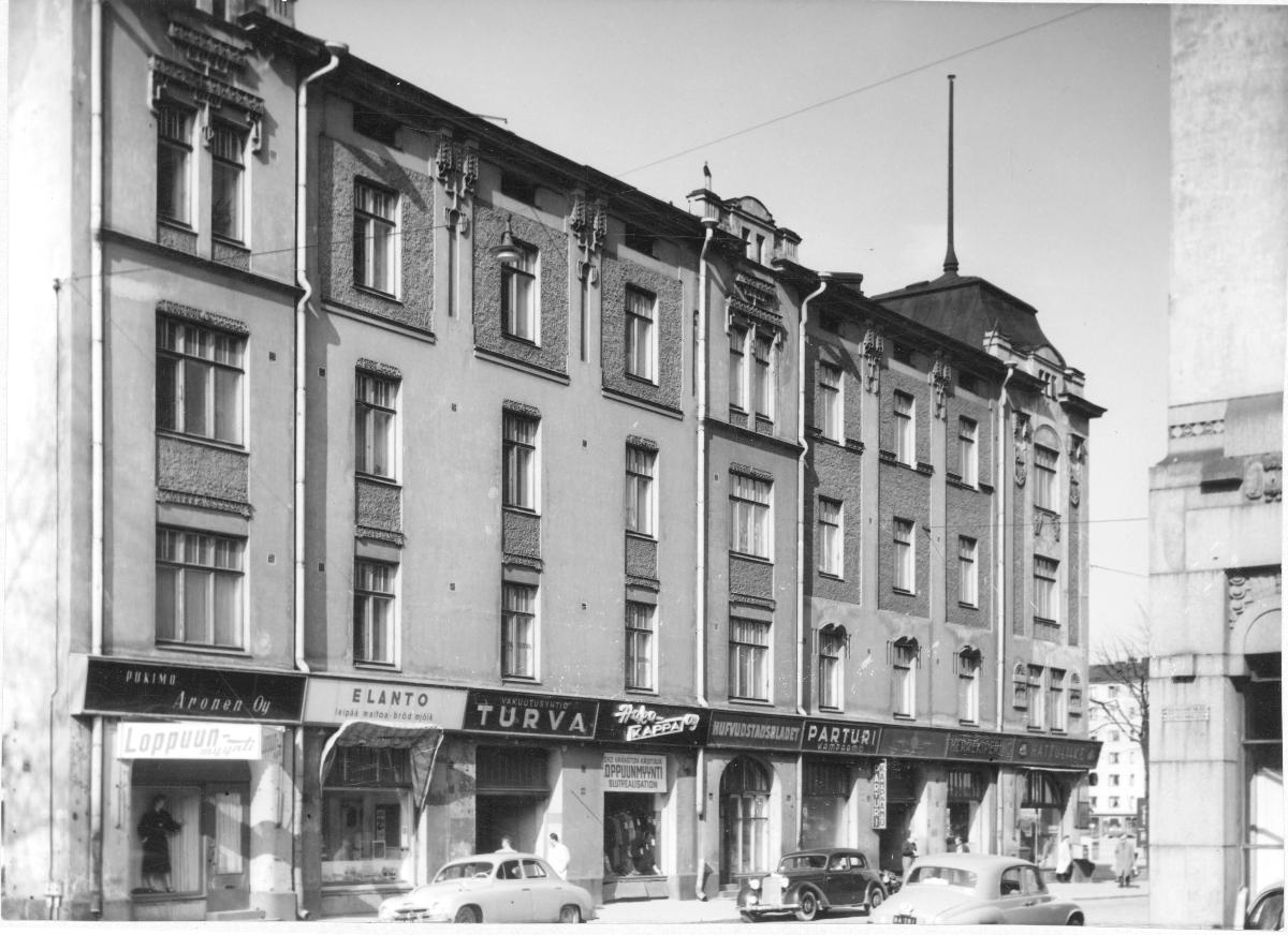 Hagnäs Hallar Ab: asuin- ja liiketalo, julkisivu, 1900-1901, purettu 1955, Helsinki