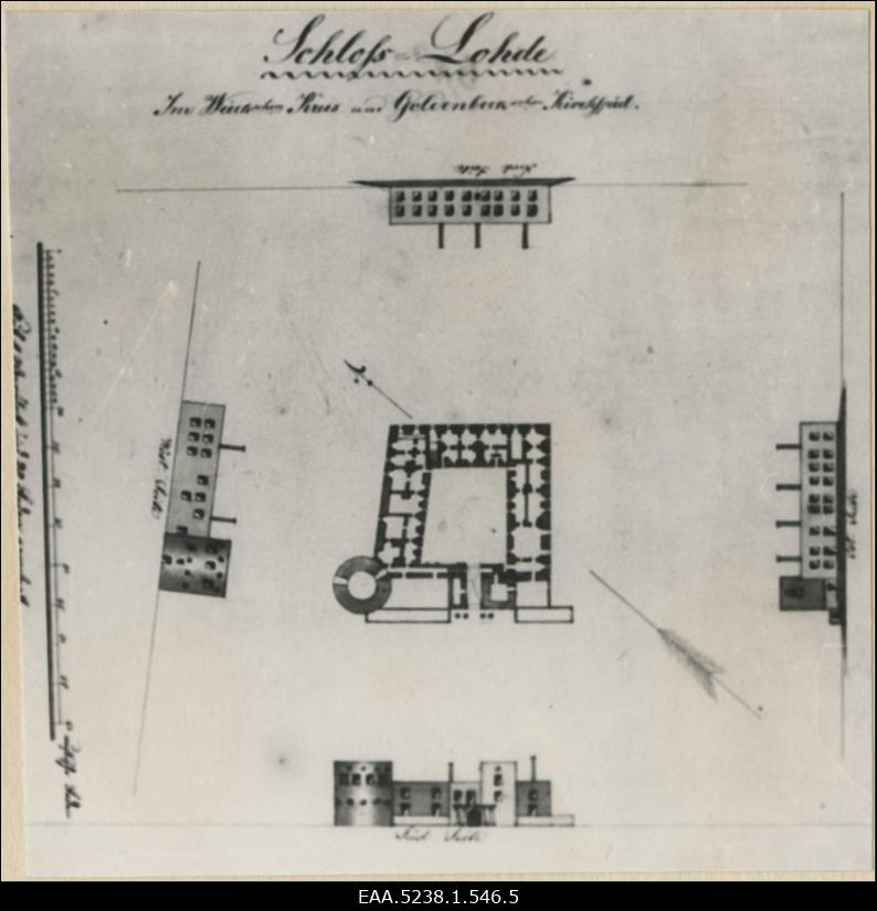 Aastal 1840 koostatud Koluvere linnuse plaan, fotokoopia