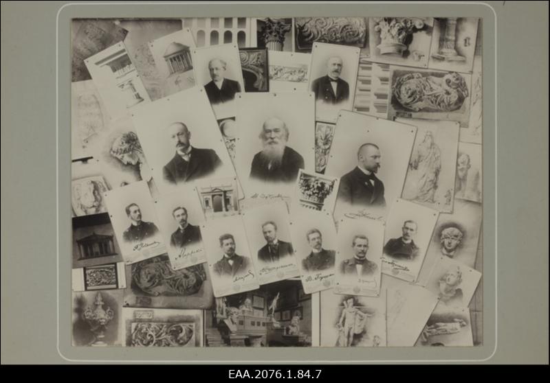 Nikolai I nimelise tsiviilinseneride instituudiga seotud isikute portreefotod ja joonistused. Fotomontaaž