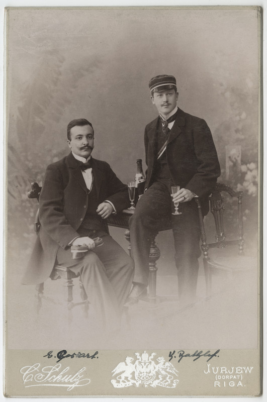 Korporatsiooni "Livonia" liikmed Kurt von Rathlef ja tema akadeemiline isa Edgar von Cossart
