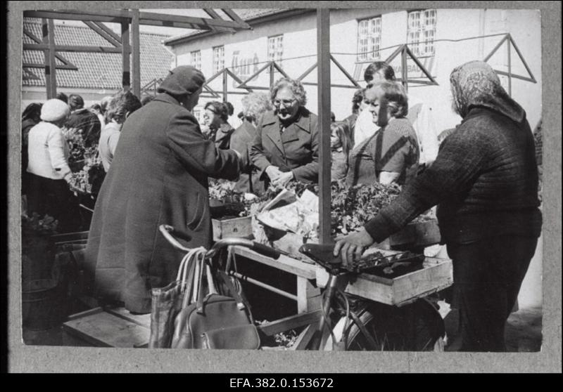 Kauplemine Kuressaare turul.