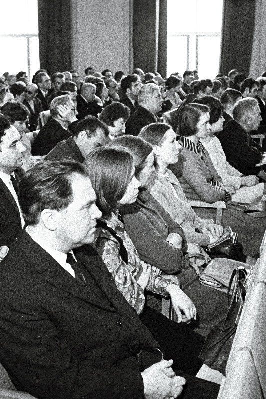 Vaade Poliitharidusmaja saali Keskrajooni parteiaktiivi koosoleku ajal.