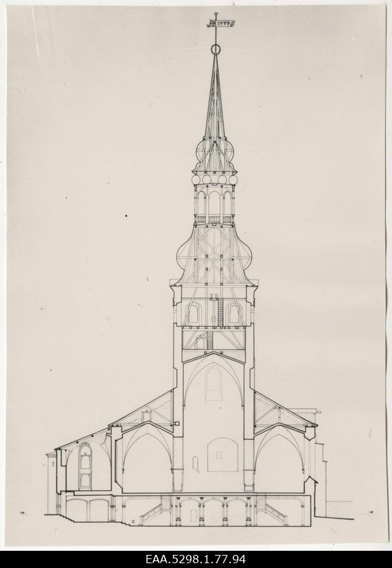 Arvatavasti Tallinna Toomkiriku ristlõike joonis, fotokoopia