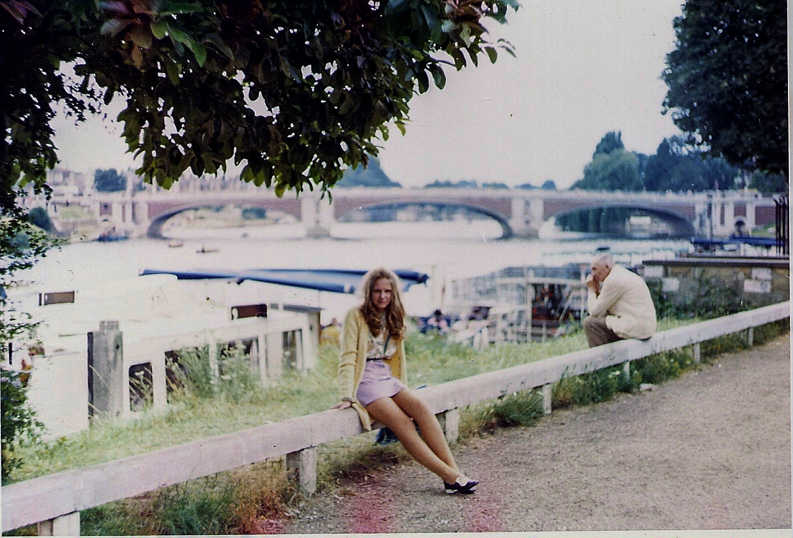 Hampton Court Bridge - June 1971 - My First Love - When you move home and drag things out of the attic it is amazing what you find. We may have moved 3 years ago but it has taken me some time to get around to scanning some of my early work. Denise was my model of choice for 8 years, we went to the same Primary School and lived not far from each other. After 5 years we bought a house together in Reading but it didn't last and we split up. I was heartbroken at the time but, as ever, you get over it. Still I thought a picture of Hampton Court Bridge and those amazing legs was well worth a place on my stream.