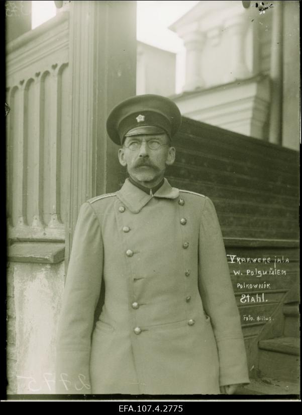 Vabadussõda. 5.Jalaväepolgu majandusülem alampolkovnik Johan (Juhan) Stahl.