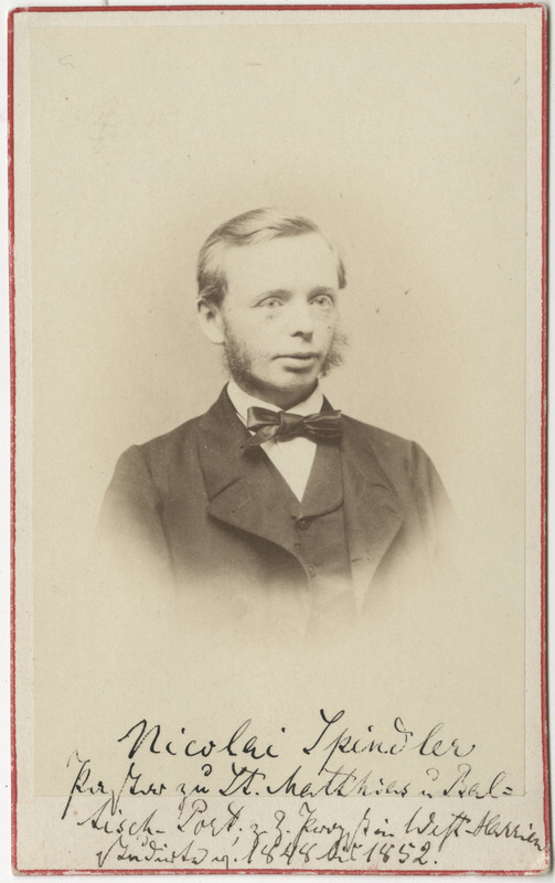 Korporatsioon "Estonia" vilistlane Nicolaus Spindler, portreefoto