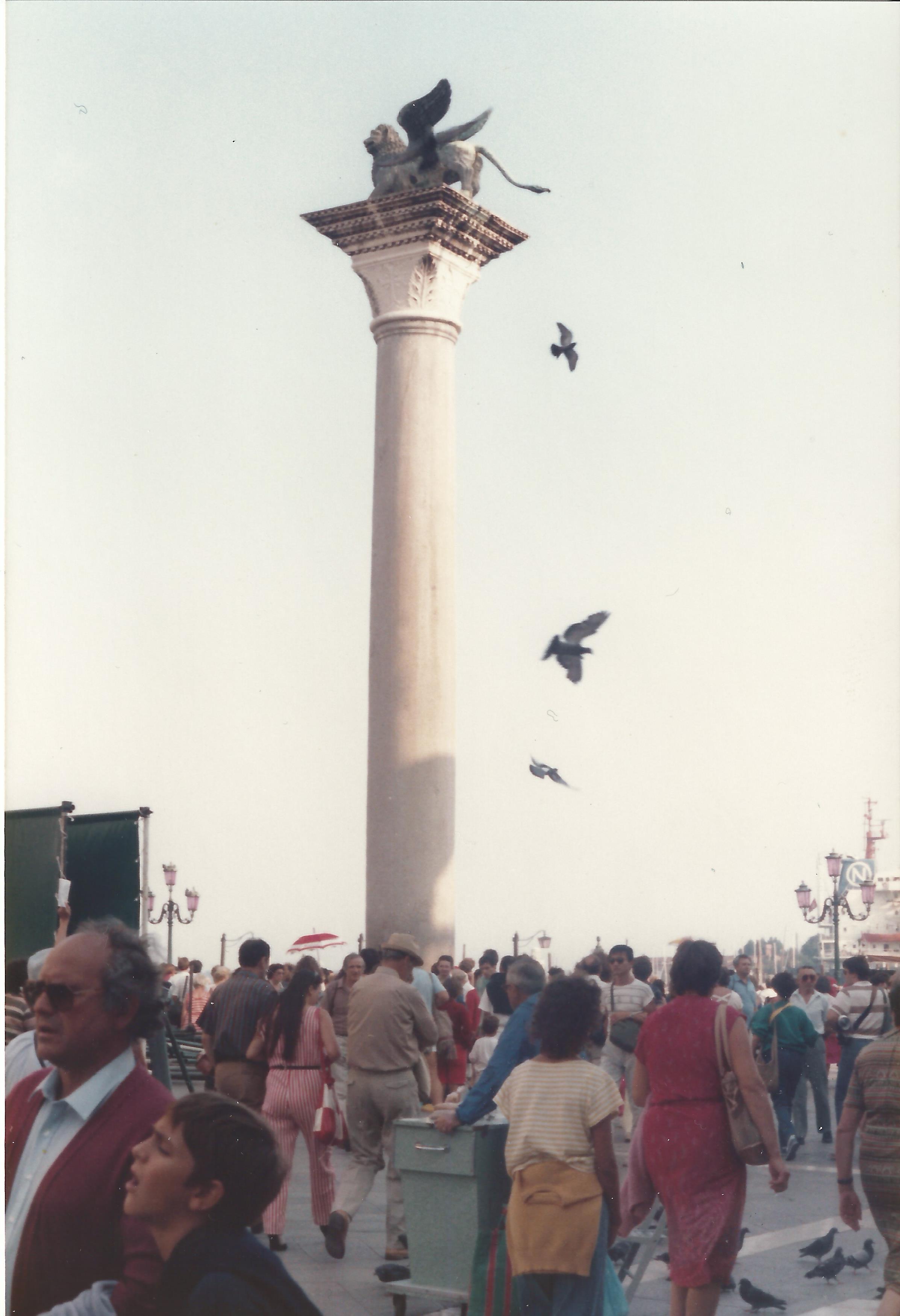 Lion of St Mark column, Venice, September 1984 - Lion of St Mark column, Piazzetta San Marco, Venice, Italy, September 1984