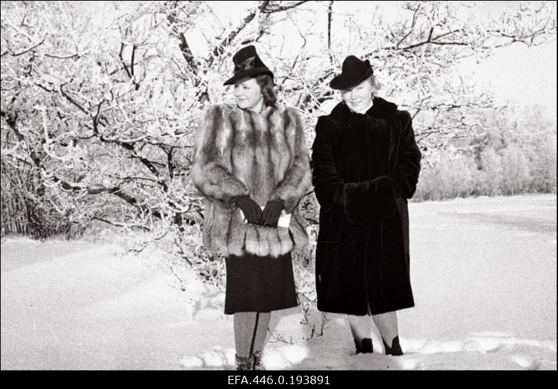 Kaks naist talvises looduses.