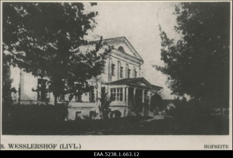 Vesneri mõisa peahoone, repro Heinz Pirangi teoses "Das Baltische Herrenhaus" olevast illustratsioonist