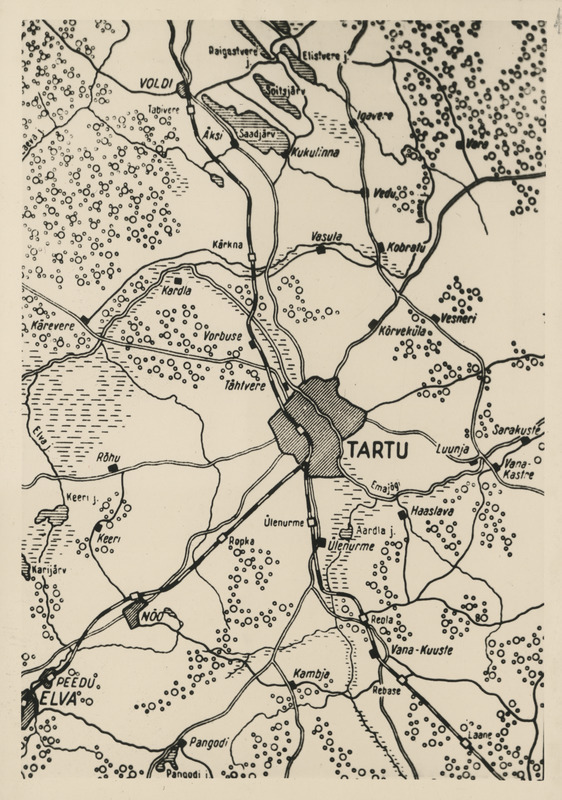 Fotokoopia Tartu maakonna kaardi detailist.
