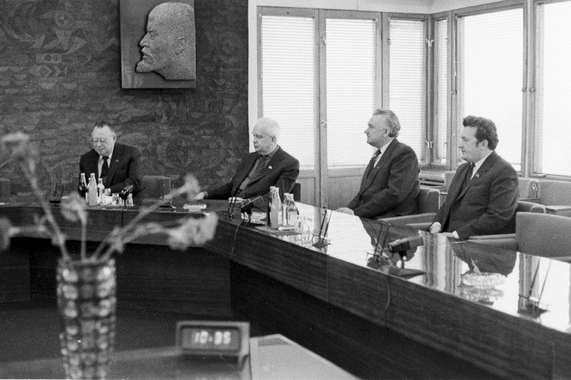 Ungari RV Szolnoki Komitaadi delegatsioon vastuvõtul EKP Keskkomitees. Paremalt 3. EKP Keskkomitee sekretär V.Käo, 4.EKP Keskkomitee teine sekretär K.Lebedev.
