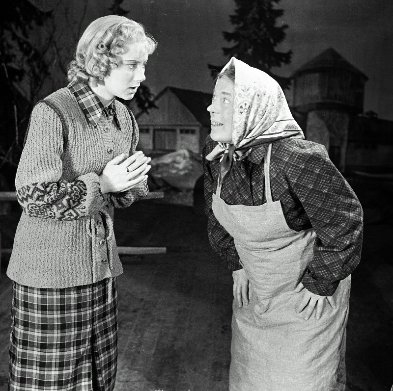 Stseen L. Kahase komöödiast Pähklimägi. Leili - Ellu Puudist, Truude Tuusti - Katrin Välbe.