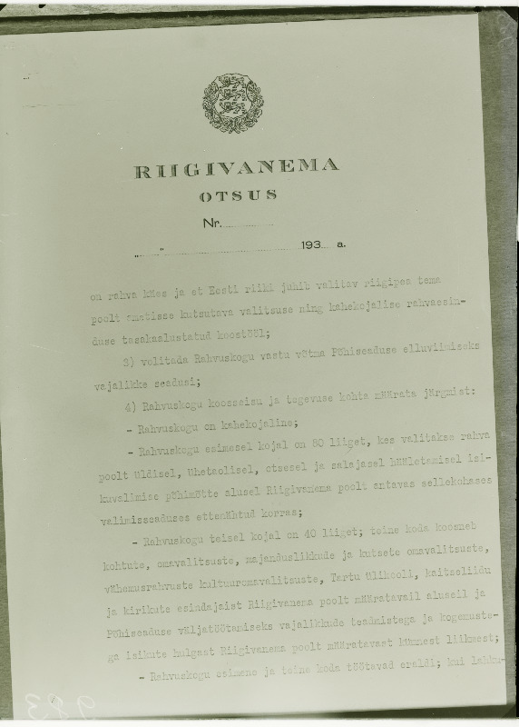 Riigivanema otsus nr. 3 8. jaanuarist 1936. (järg).