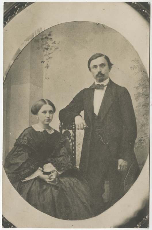 Mimi Knüpffer (snd Krusenstern) koos Rudolf Otto Knüpfferiga, ülespildistus fotost (arvatavasti 1862)