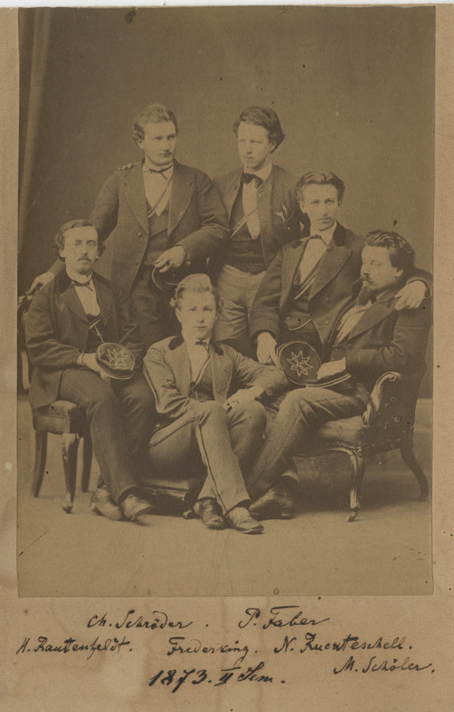 Osa korporatsiooni "Livonia" 1873. a II semestri värvicoetusest, grupifoto